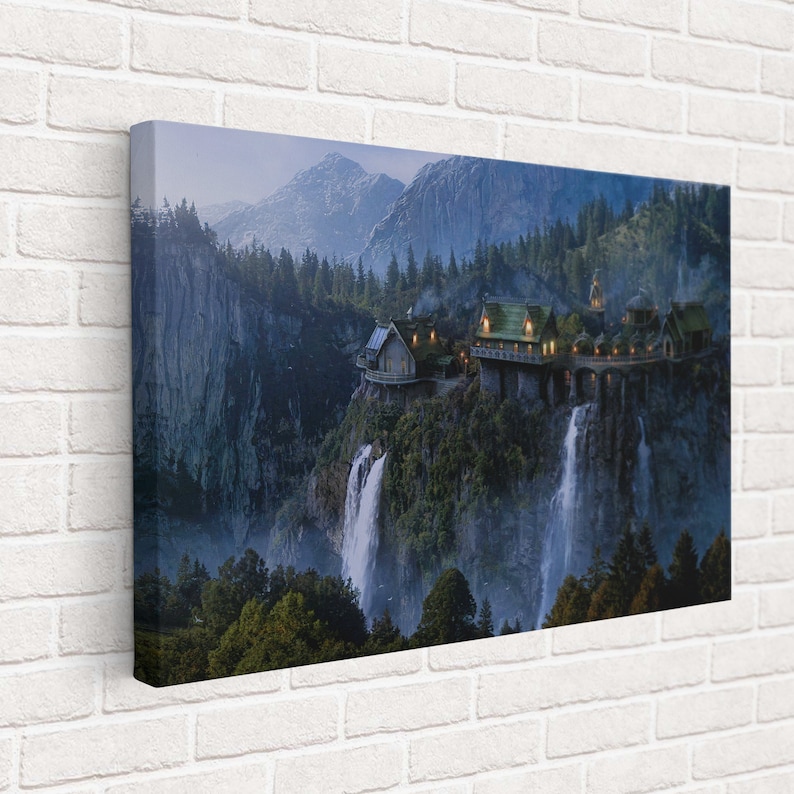 Night-in-Rivendell-Inspired-Canvas-Art-Lord-of-the-Rings-Poster-LotR-Poster-Art-The-Fellowship-Magic-Elves-Valley-Middle-Earth-3