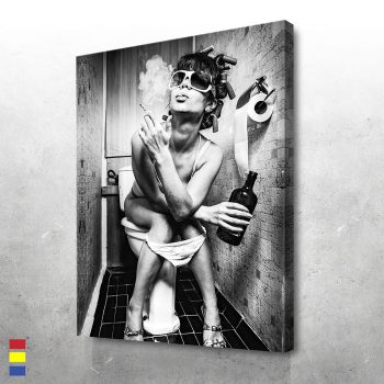 Porcelain Princess and a Carefree Woman Enjoying a Smoke Canvas Poster Print Wall Art Decor