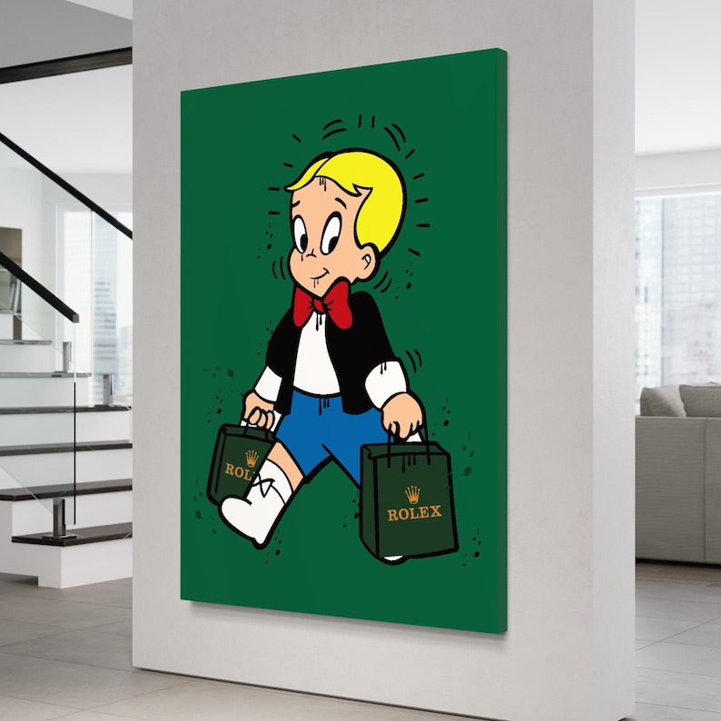 Richie-Rich-X-Rolex-Canvas-Alec-Monopoly-Inspired-Wall-Decor-Scrooge-Mcduck-Money-Pop-Art-Large-Watch-Art-1