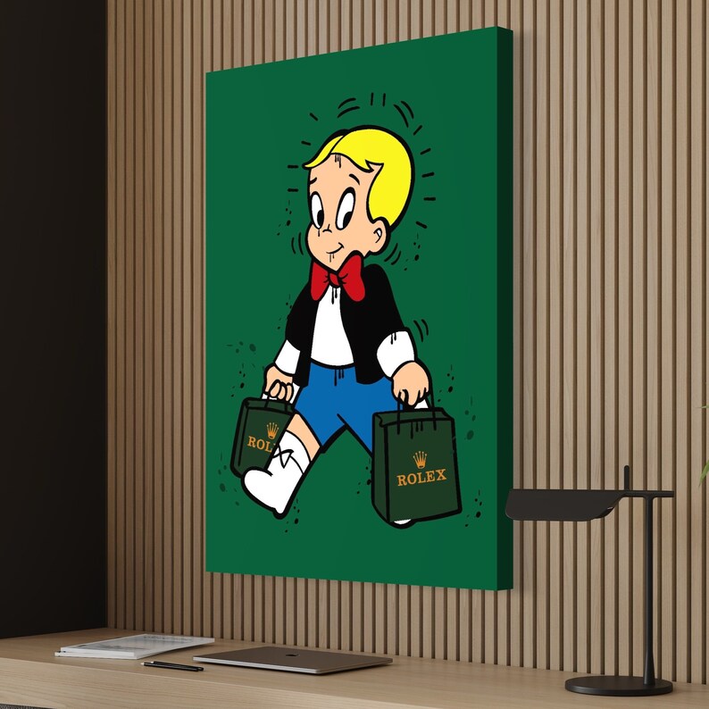 Richie-Rich-X-Rolex-Canvas-Alec-Monopoly-Inspired-Wall-Decor-Scrooge-Mcduck-Money-Pop-Art-Large-Watch-Art-2