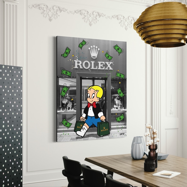 Richie-Rich-X-Rolex-Store-Canvas-Alec-Monopoly-Inspired-Wall-Decor-Motivation-Scrooge-Mcduck-Money-Pop-Art-Large-Watch-Art-1