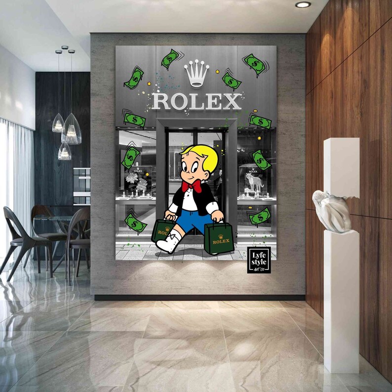 Richie-Rich-X-Rolex-Store-Canvas-Alec-Monopoly-Inspired-Wall-Decor-Motivation-Scrooge-Mcduck-Money-Pop-Art-Large-Watch-Art Richie Rich X Rolex Store Canvas Alec Monopoly Inspired Wall Decor Motivation Scrooge Mcduck Money Pop Art Large Watch Art
