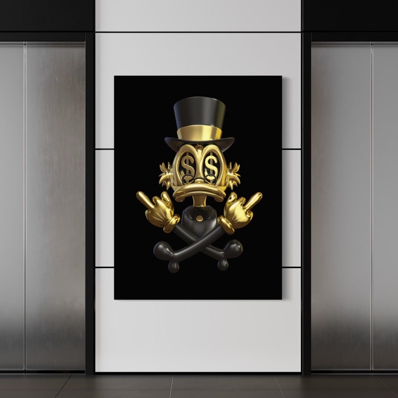 Scrooge-Mcduck-Canvas-Alec-Monopoly-Inspired-Designer-Art-Pop-Art-Street-Graffiti-Gold-Art-Wall-Art-Office-Art-1