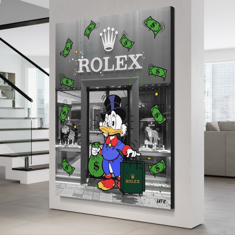Scrooge-Mcduck-Canvas-Rolex-Watch-Art-Alec-Monopoly-Luxury-Art-Banksy-Pop-Art-1