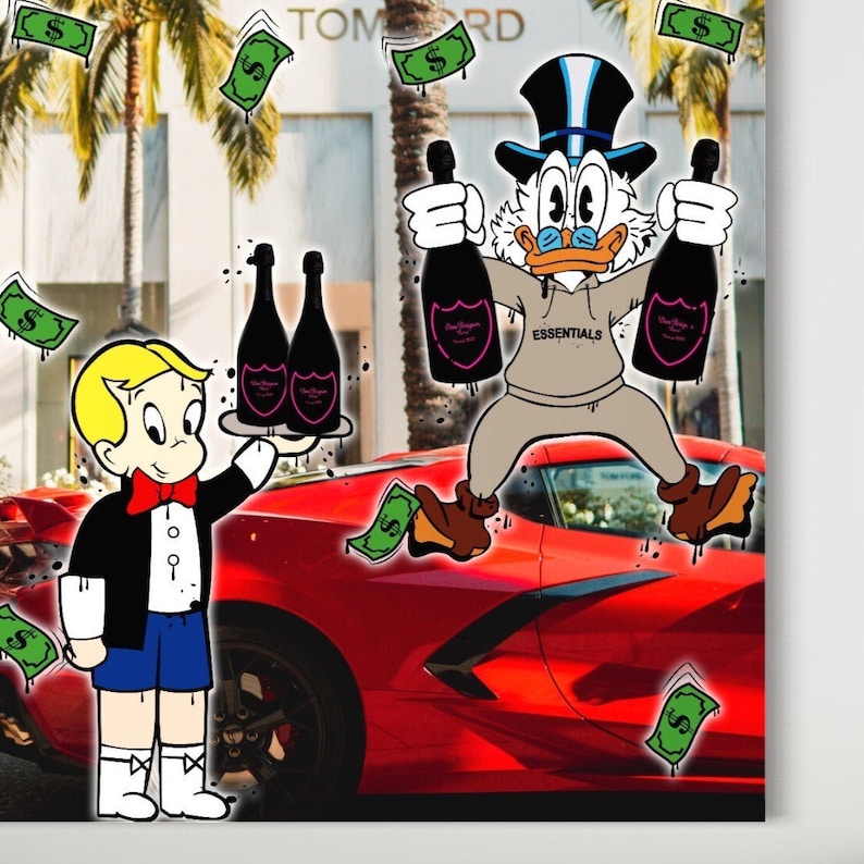 Scrooge-Mcduck-X-Richie-Rich-Canvas-Alec-Monopoly-Inspired-Amex-Motivation-Money-Pop-Art-Large-Street-Art-Champagne-1