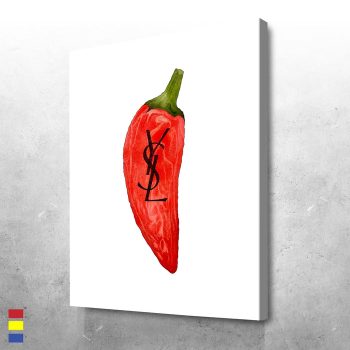 Special YSL Chili Perfect High Fashion Branding With Everyday Foods Canvas Poster Print Wall Art Decor