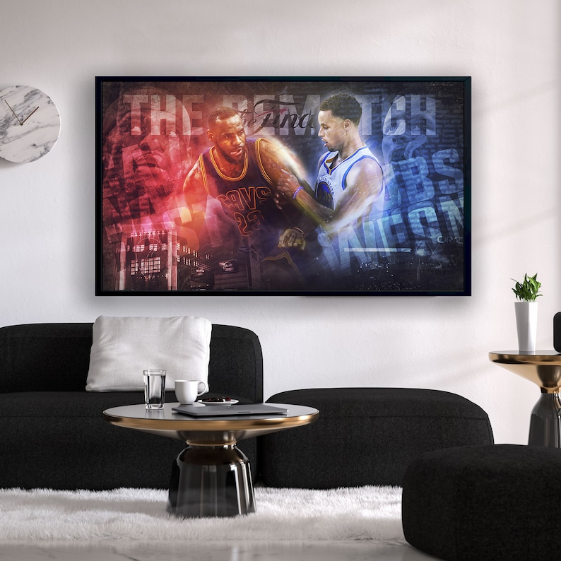 Stephen-Curry-vs-Lebron-james-Poster-Stephan-Curry-Atwork-Poster-Art-Lebron-james-Collage-Wall-Art-NBA-Basketball-Legend-Canvas-Wall-Art-1