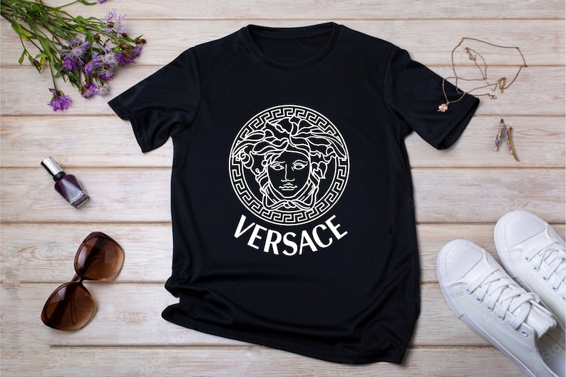Versace-Fashion-Medusa-Logo-Cotton-Tee-Unisex-T-Shirt-FTS148 Versace Fashion Medusa Logo Cotton Tee Unisex T-Shirt FTS148