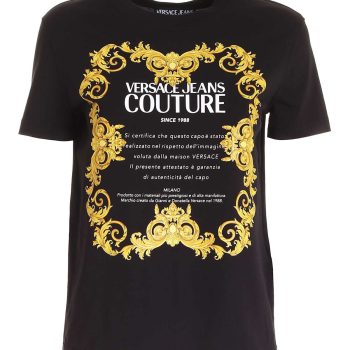 Versace Jeans Couture Baroque Gold Print Cotton Tee Unisex T-Shirt FTS152