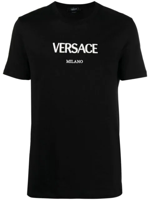 Versace-Milano-Logo-Print-Cotton-Tee-Unisex-T-Shirt-FTS151 Versace Milano Logo Print Cotton Tee Unisex T-Shirt FTS151