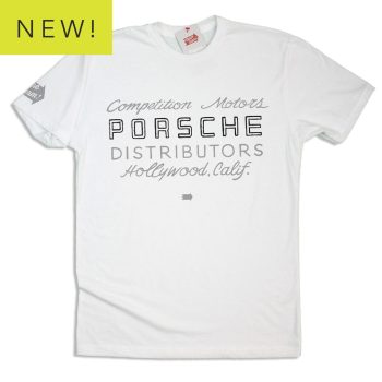 White Competition Motors "Vintage Door Lettering" Premium Porsche Tee Unisex T-Shirt FTS412
