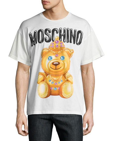 White-Teddy-Bear-Logo-Moschino-Tee-Unisex-T-Shirt-FTS058 White Teddy Bear Logo Moschino Tee Unisex T-Shirt FTS058