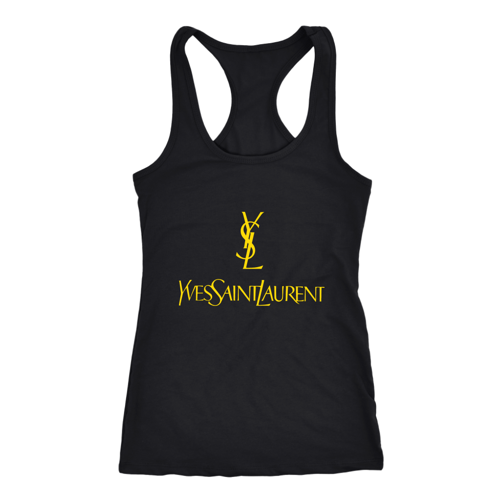 YSL-Yves-Saint-Laurent-Logo-Women-Racerback-Tank-Top YSL Yves Saint Laurent Logo Women Racerback Tank Top