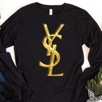 Yves Saint Laurent Gold Logo Luxury Unisex & Kid Long Sleeve Tee LTB2635
