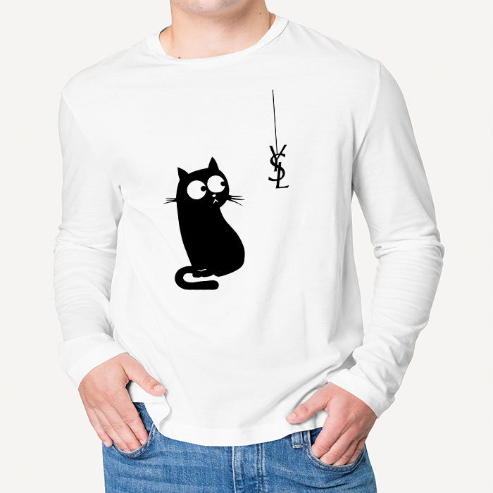 Yves-Saint-Laurent-Logo-Luxury-Black-Kitten-Kid-Tee-Unisex-Longsleeve-Tee-LTB2946-3