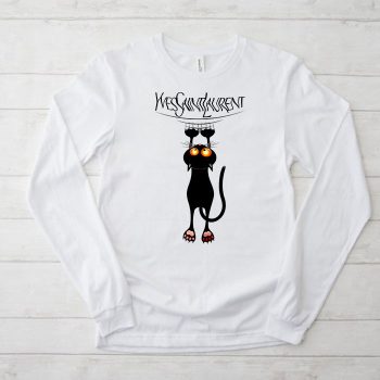 Yves Saint Laurent Logo Luxury Black Kitten Unisex & Kid Long Sleeve Tee LTB2645
