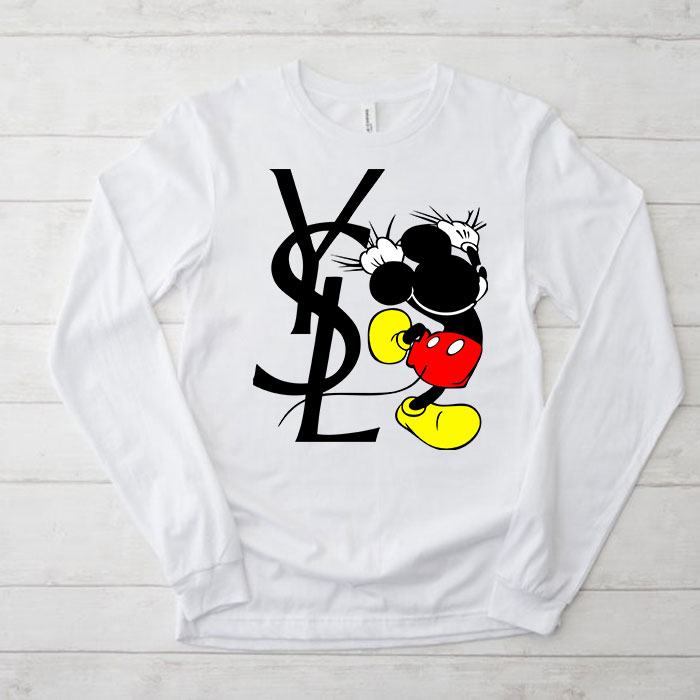Yves-Saint-Laurent-Logo-Luxury-Mickey-Mouse-Kid-Tee-Unisex-Longsleeve-Tee-LTB2938 Yves Saint Laurent Logo Luxury Mickey Mouse Kid Tee Unisex Longsleeve Tee LTB2938