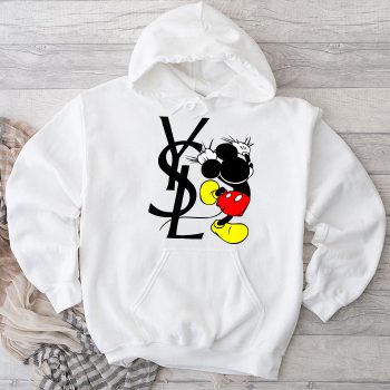 Yves Saint Laurent Logo Luxury Mickey Mouse Unisex Pullover Hoodie HTB2128