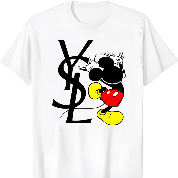Yves-Saint-Laurent-Logo-Luxury-Mickey-Mouse-Unisex-T-Shirt-TTB2938 Yves Saint Laurent Logo Luxury Mickey Mouse Unisex T-Shirt TTB2938