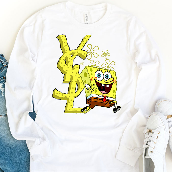 Yves-Saint-Laurent-Logo-Luxury-Spongebob-Kid-Tee-Unisex-Longsleeve-Tee-LTB2939-1