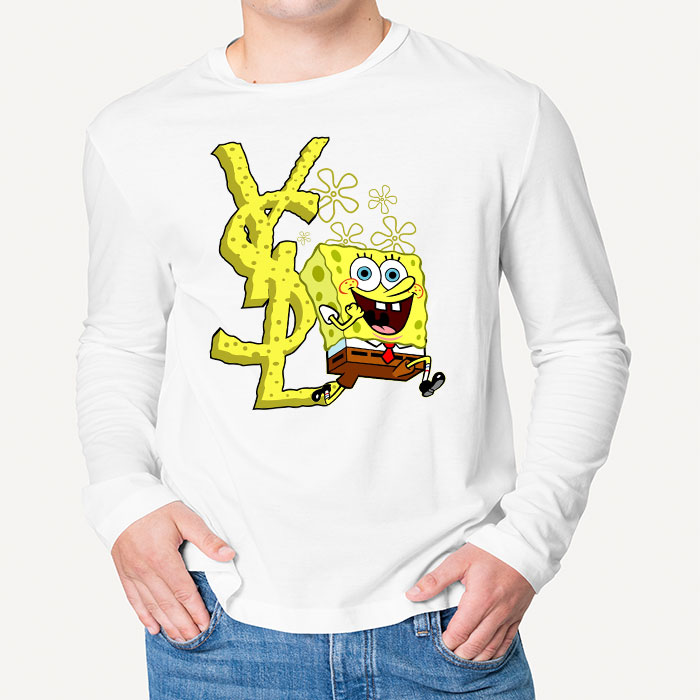 Yves-Saint-Laurent-Logo-Luxury-Spongebob-Kid-Tee-Unisex-Longsleeve-Tee-LTB2939-3