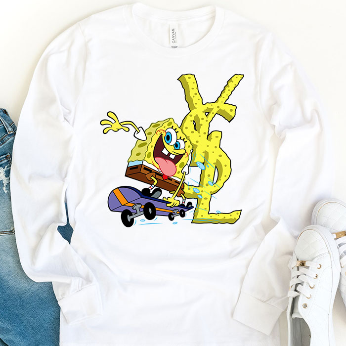 Yves-Saint-Laurent-Logo-Luxury-Spongebob-Kid-Tee-Unisex-Longsleeve-Tee-LTB2940-1