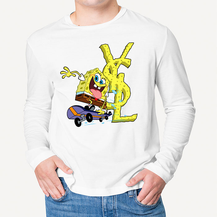 Yves-Saint-Laurent-Logo-Luxury-Spongebob-Kid-Tee-Unisex-Longsleeve-Tee-LTB2940-3