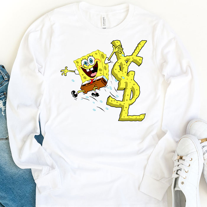 Yves-Saint-Laurent-Logo-Luxury-Spongebob-Kid-Tee-Unisex-Longsleeve-Tee-LTB2941-1