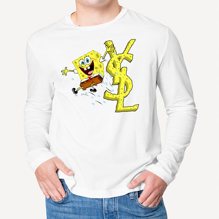 Yves-Saint-Laurent-Logo-Luxury-Spongebob-Kid-Tee-Unisex-Longsleeve-Tee-LTB2941-3