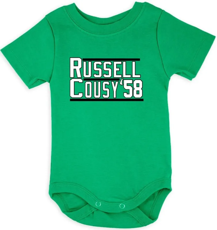 Baby-Onesie-Bill-Russell-Bob-Cousy-1958-Boston-Celtics-Creeper-Romper Baby Onesie Bill Russell Bob Cousy 1958 Boston Celtics Creeper Romper