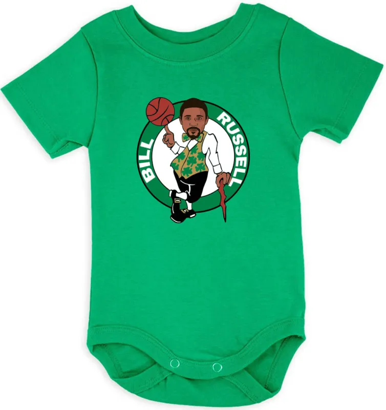 Baby-Onesie-Bill-Russell-Boston-Celtics-Logo-Goat-Creeper-Romper Baby Onesie Bill Russell Boston Celtics Logo Goat Creeper Romper