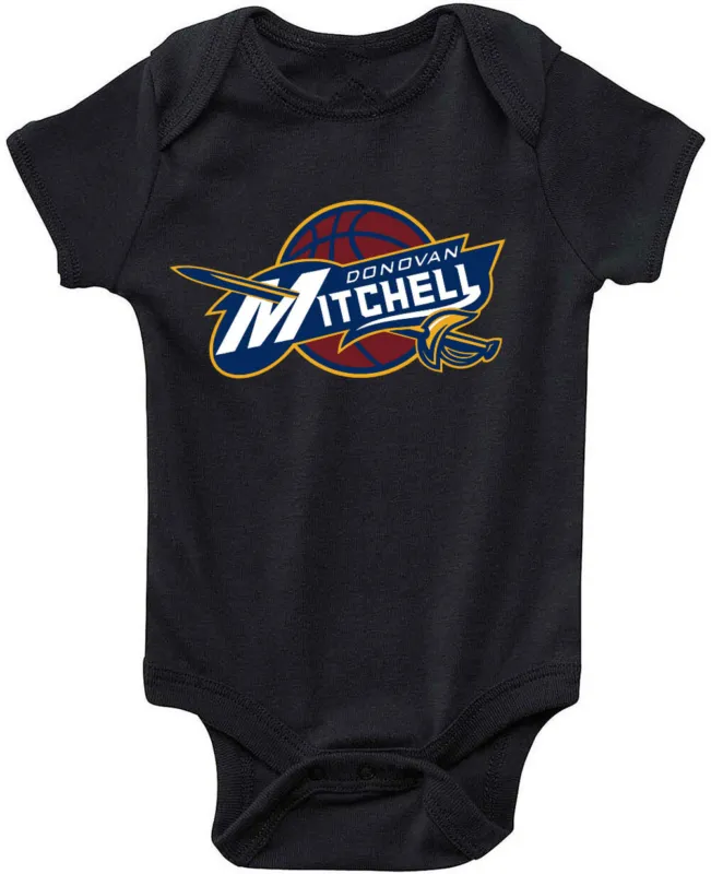 Baby-Onesie-Donovan-Mitchell-Cleveland-Cavaliers-Cavs-Logo-Creeper-Romper Baby Onesie Donovan Mitchell Cleveland Cavaliers Cavs Logo Creeper Romper