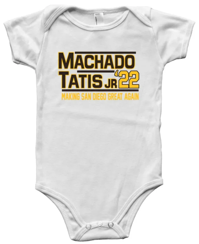 Baby-Onesie-Fernando-Tatis-Jr-Manny-Machado-San-Diego-Padres-2022-Creeper-Romper Baby Onesie Fernando Tatis Jr Manny Machado San Diego Padres 2022 Creeper Romper