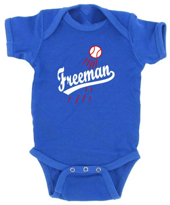 Baby-Onesie-Freddie-Freeman-Los-Angeles-Dodgers-La-Logo-Creeper-Romper Baby Onesie Freddie Freeman Los Angeles Dodgers La Logo Creeper Romper