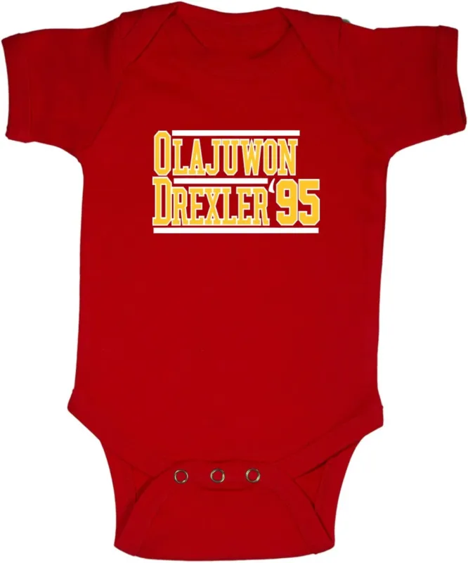 Baby-Onesie-Hakeem-Olajuwon-Clyde-Drexler-Houston-Rockets-1995-Creeper-Romper Baby Onesie Hakeem Olajuwon Clyde Drexler Houston Rockets 1995 Creeper Romper