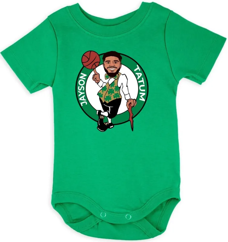 Baby-Onesie-Jayson-Tatum-Boston-Celtics-Cartoon-Logo-Creeper-Romper Baby Onesie Jayson Tatum Boston Celtics Cartoon Logo Creeper Romper
