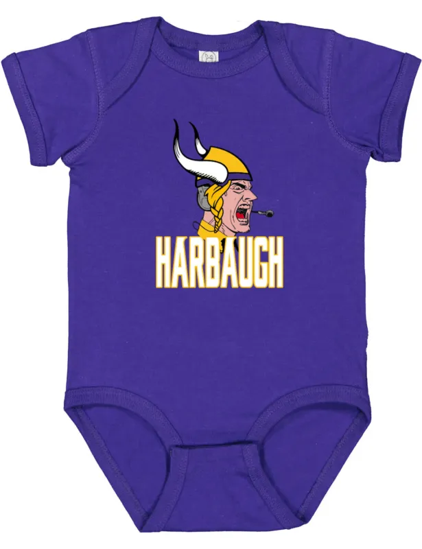 Baby-Onesie-Jim-Harbaugh-Michigan-Minnesota-Vikings-Coach-Logo-Creeper-Romper Baby Onesie Jim Harbaugh Michigan Minnesota Vikings Coach Logo Creeper Romper