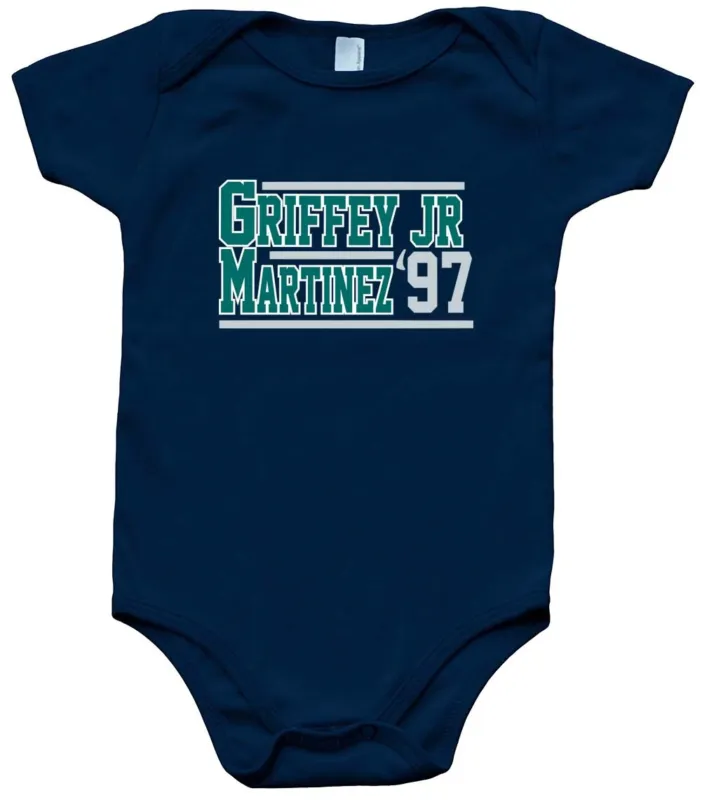 Baby-Onesie-Ken-Griffey-Jr-Edgar-Martinez-Seattle-Mariners-1997-Creeper-Romper Baby Onesie Ken Griffey Jr Edgar Martinez Seattle Mariners 1997 Creeper Romper