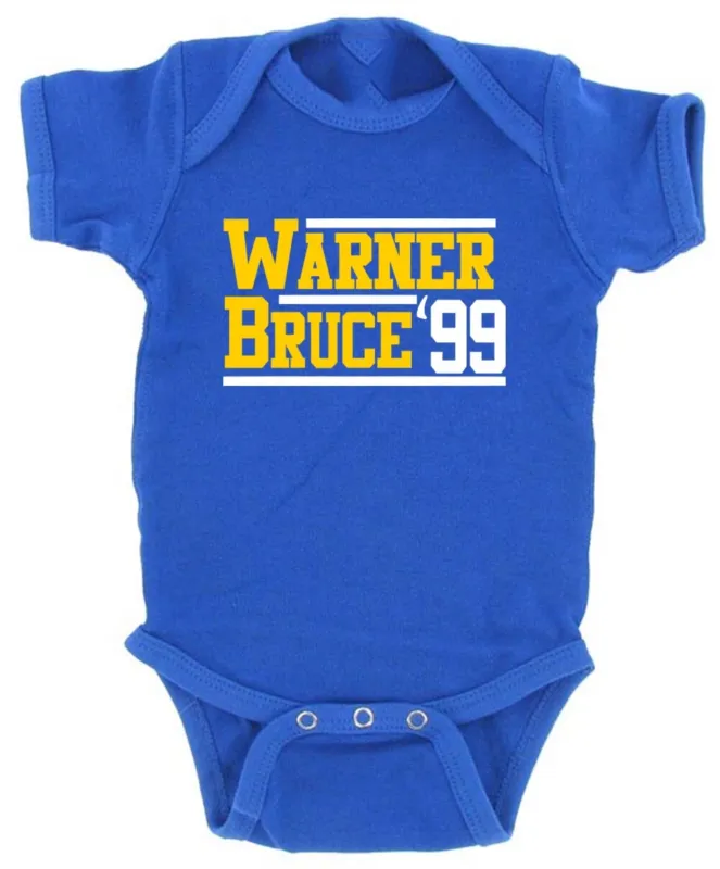 Baby-Onesie-Kurt-Warner-Isaac-Bruce-St-Louis-Los-Angeles-Rams-99-Creeper-Romper Baby Onesie Kurt Warner Isaac Bruce St Louis Los Angeles Rams 99 Creeper Romper