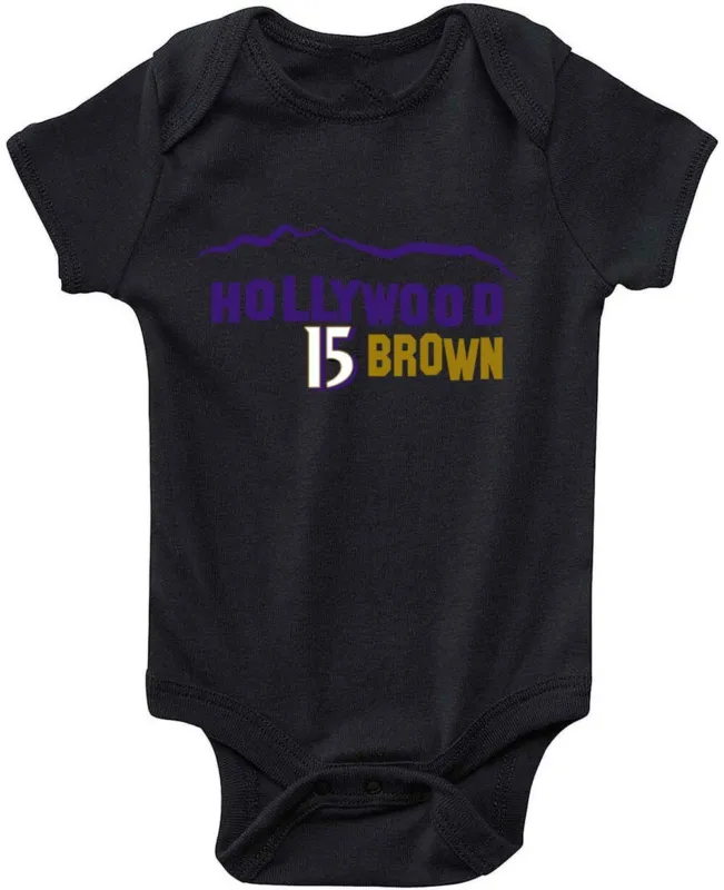 Baby-Onesie-Marquise-Brown-Baltimore-Ravens-Hollywood-Creeper-Romper Baby Onesie Marquise Brown Baltimore Ravens Hollywood Creeper Romper
