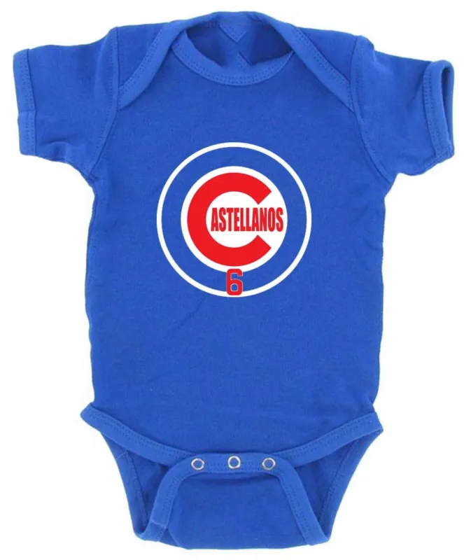 Baby-Onesie-Nick-Castellanos-Chicago-Cubs-Logo-Creeper-Romper Baby Onesie Nick Castellanos Chicago Cubs Logo Creeper Romper
