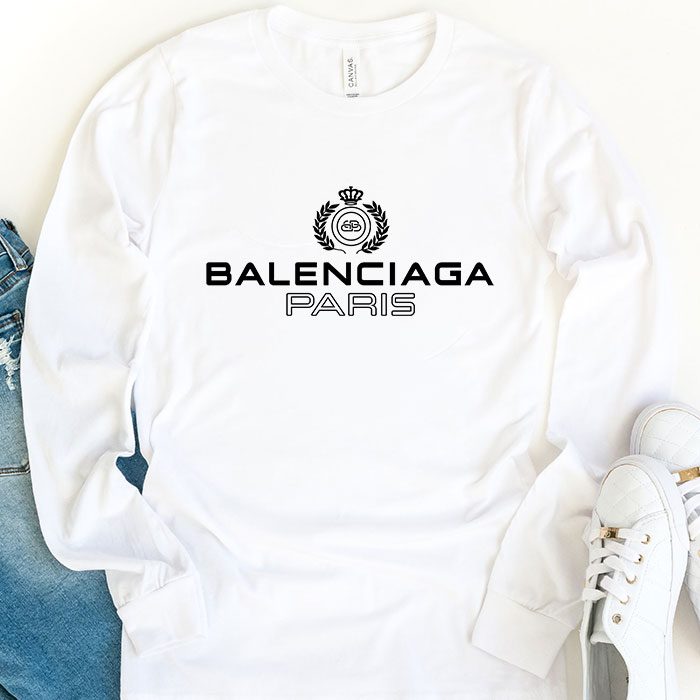 Balenciaga-Laurel-Paris-Logo-Luxury-Kid-Tee-Unisex-Longsleeve-Shirt-LTB0677-1