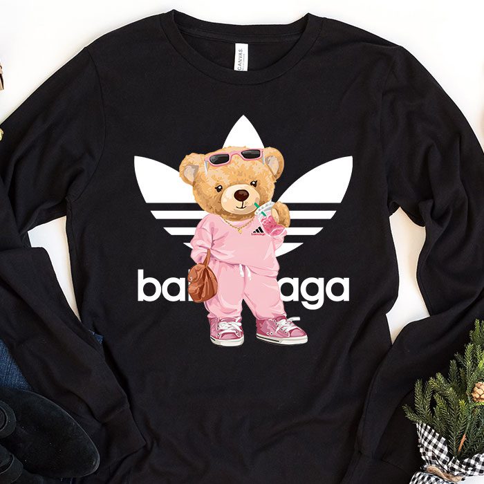 Balenciaga-x-Adidas-Teddy-Bear-Logo-Kid-Tee-Unisex-Longsleeve-Shirt-LTB0708 Balenciaga x Adidas Teddy Bear Logo Kid Tee Unisex Longsleeve Shirt LTB0708
