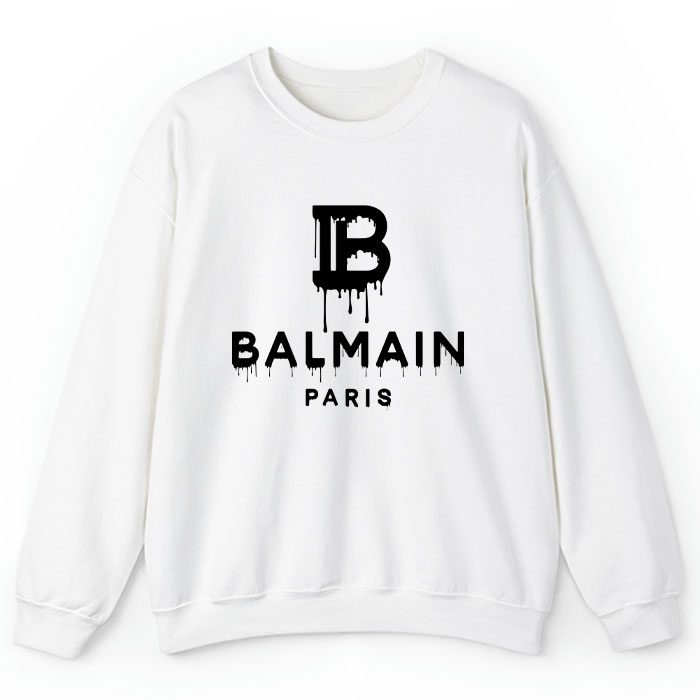 Balmain-Drip-Logo-Crewneck-Sweatshirt-CSTB0895 Balmain Drip Logo Crewneck Sweatshirt CSTB0895