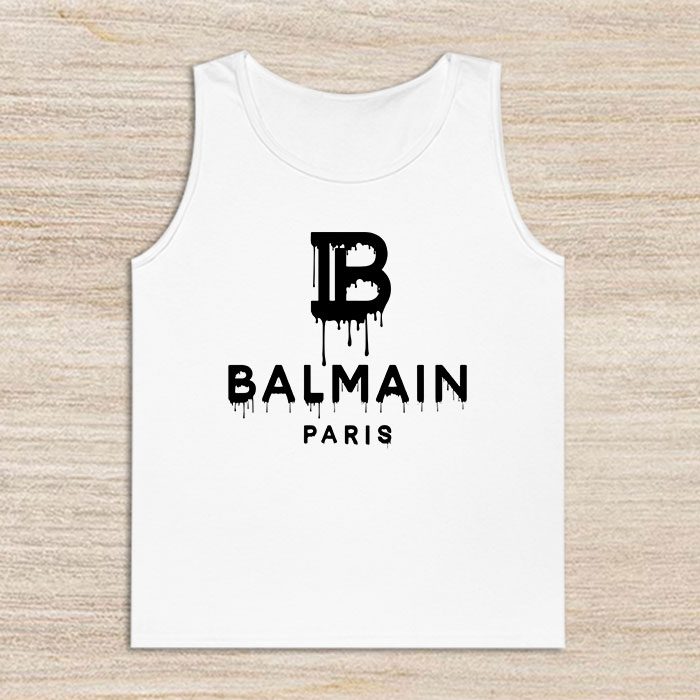 Balmain-Drip-Logo-Unisex-Tank-Top-TTTB1017 Balmain Drip Logo Unisex Tank Top TTTB1017
