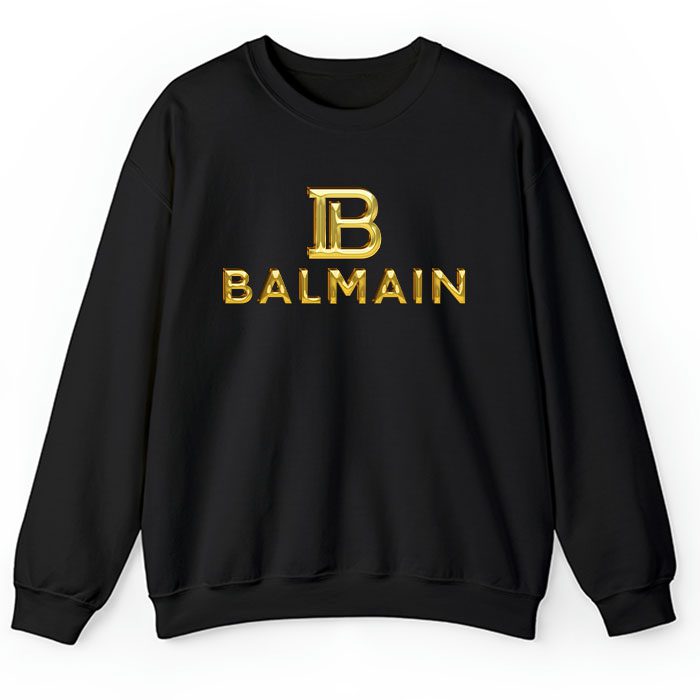 Balmain-Gold-Logo-Luxury-Crewneck-Sweatshirt-CSTB0896 Balmain Gold Logo Luxury Crewneck Sweatshirt CSTB0896
