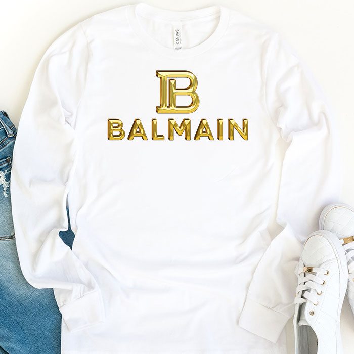 Balmain-Gold-Logo-Luxury-Kid-Tee-Unisex-Longsleeve-ShirtLTB0877-1