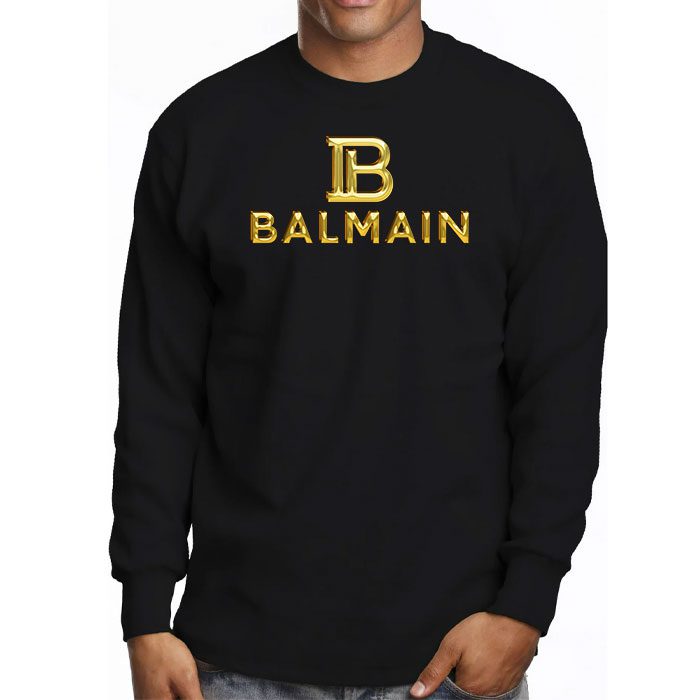 Balmain-Gold-Logo-Luxury-Kid-Tee-Unisex-Longsleeve-ShirtLTB0877-3