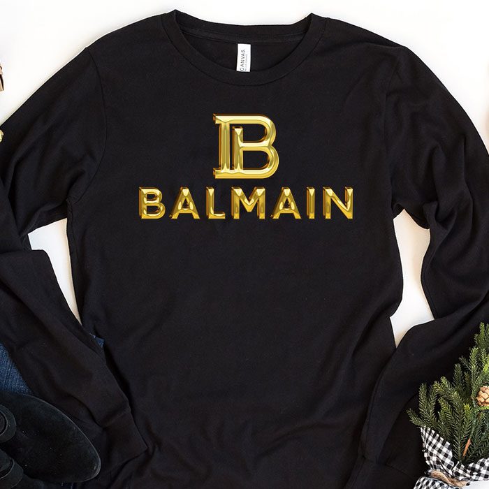 Balmain-Gold-Logo-Luxury-Kid-Tee-Unisex-Longsleeve-ShirtLTB0877 Balmain Gold Logo Luxury Kid Tee Unisex Longsleeve ShirtLTB0877