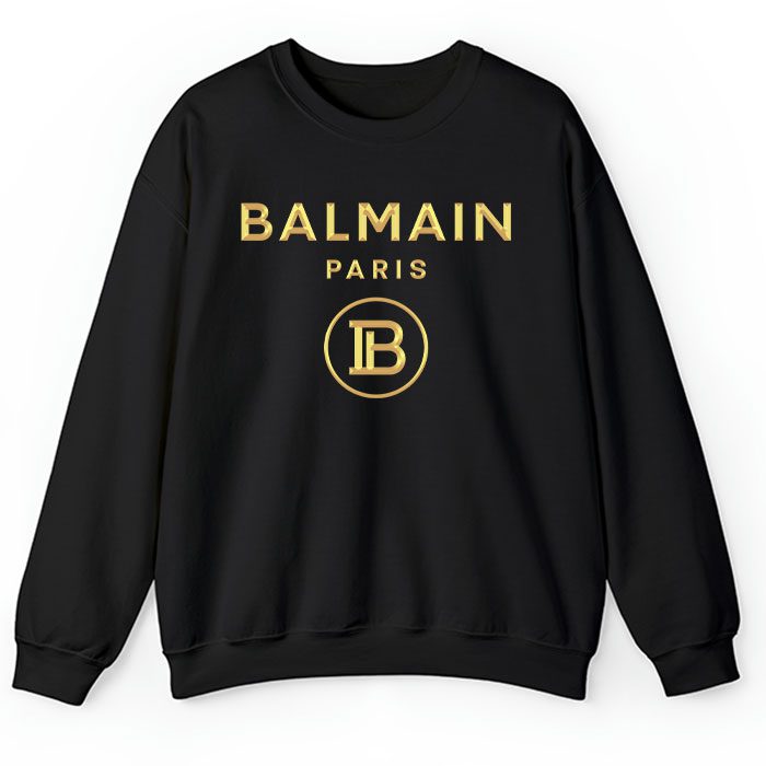 Balmain-Paris-Gold-Logo-Crewneck-Sweatshirt-CSTB0897 Balmain Paris Gold Logo Crewneck Sweatshirt CSTB0897